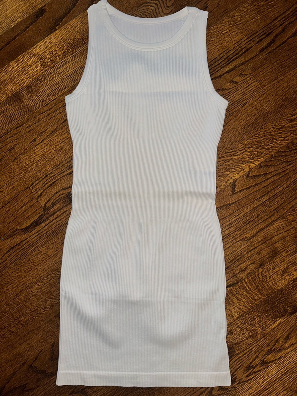 OQQ Women’s White Ribbed Midi Dress - Classic Sleeveless Style - NWOT Small